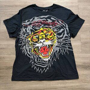 Ed Hardy Tiger Face Graphic Short Sleeve Black T-Shirt Men’s Size XL